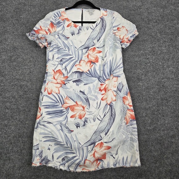 Tommy Bahama Dresses & Skirts - Tommy Bahama Dress Shift Womens XS White Linen Floral Tropical‎ Short Sleeve